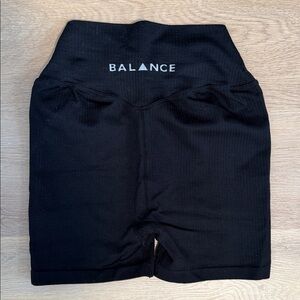Balance Athletica Black High-Waist Ribbed Bike Shorts